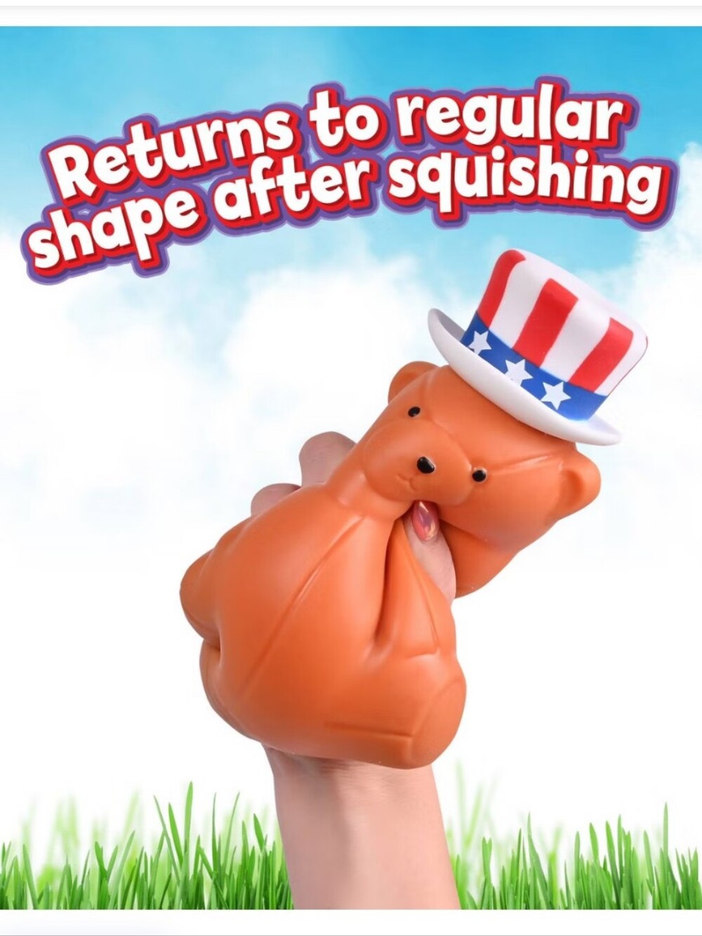 Sunny Days Squeeezy Americana Teddy Bear Fidget Toy - Picture 4 of 5